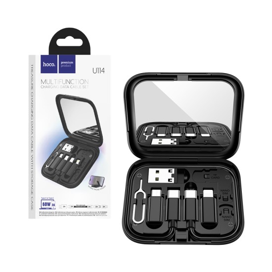 Caja Montada 4 en 1 Hoco U114 60W 3A con Conectores Negro Caja Montada 4 en 1 Hoco U114 60W 3A con Conectores Negro
